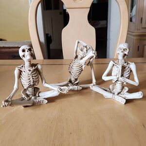Halloween Skeletons figurines set of 3 doing yoga poses